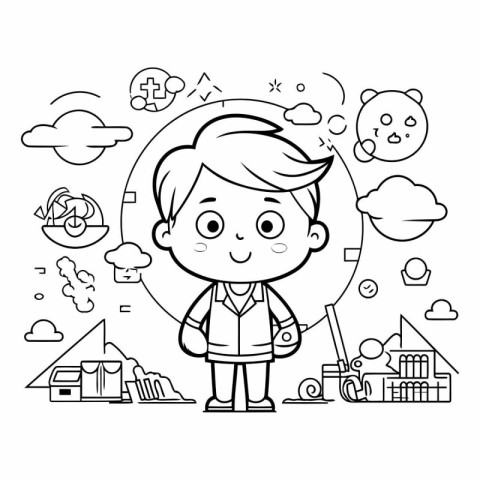 Coloring book for children: Boy in school uniform