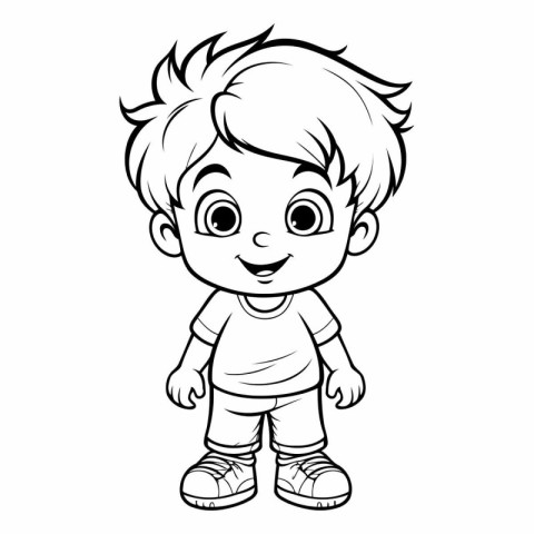 Cartoon Cute Little Boy Vector Illustration for Coloring Book