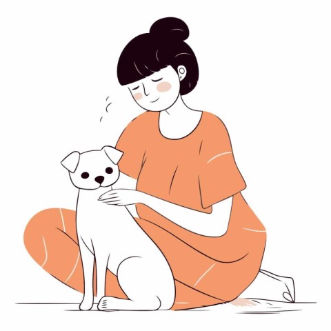 Girl with a dog of a girl with a pet.