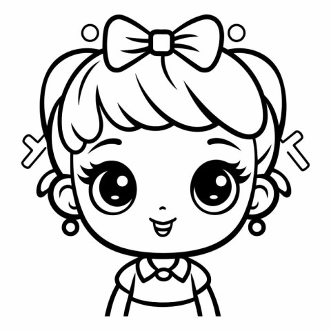 Cute Little Girl Cartoon Mascot Character Vector Illustration.