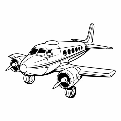 Airplane icon. Hand drawn illustration of airplane vector icon f