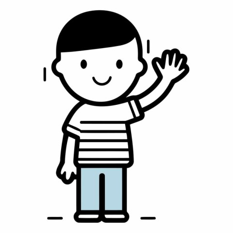 Cartoon illustration of a boy waving his hand.