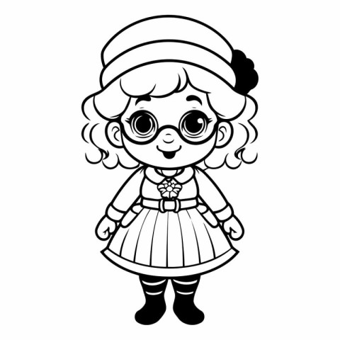 Coloring book for children: Cute girl in glasses.