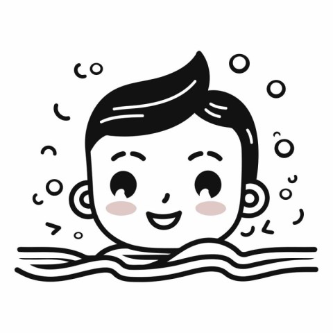 Cute cartoon boy swimming in the pool design.