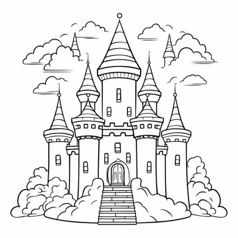 Castle icon. Fairytale fantasy fairytale castle and kingdom them