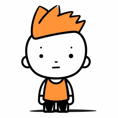 Cute cartoon boy with orange t-shirt.