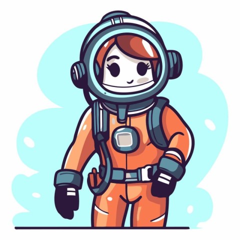 Astronaut girl in space suit with helmet.