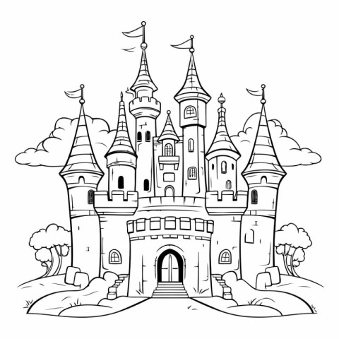 Fairytale castle. Fairy tale castle for coloring book