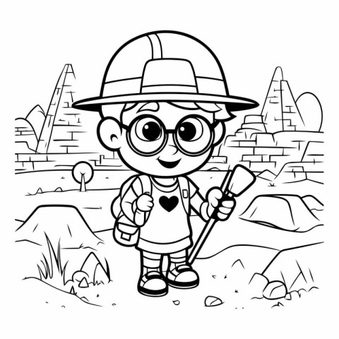 Coloring Page Outline Of a Cute Little Boy Scout Character