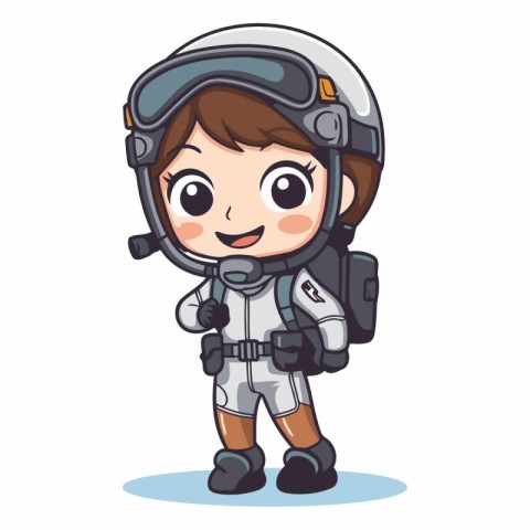 Astronaut boy with helmet cartoon vector illustration. Cute cart