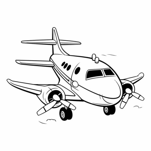 Vector illustration of a small airplane on a white background. H