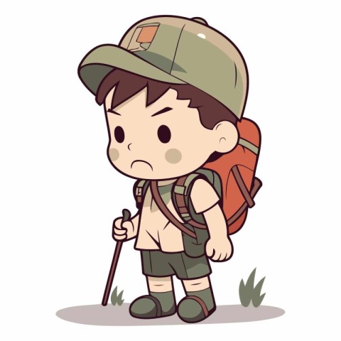 Boy scout with a backpack of a boy scout.