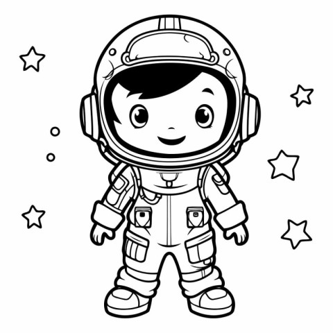 Coloring book for children: astronaut in space suit.