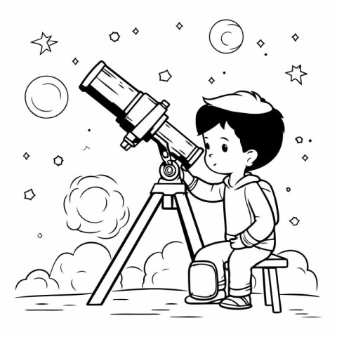 Boy with telescope design. Kid childhood little people lifestyle