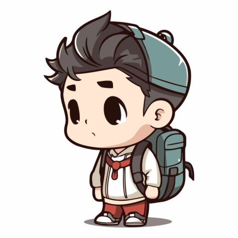 Backpacker boy cartoon character.eps 10.