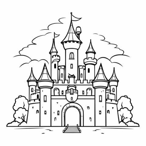 Fairytale castle. Fairytale castle. Hand drawn vector illustrati