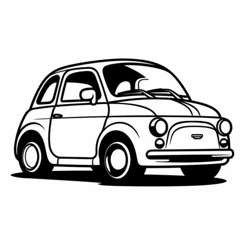 Retro car vector illustration isolated on white background. Side