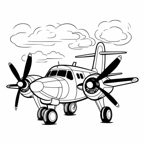 Airplane isolated on white background in cartoon style.