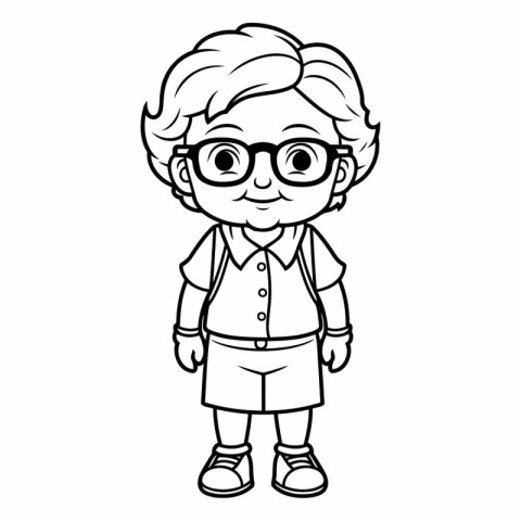 cute little boy with glasses and t-shirt vector illustration des