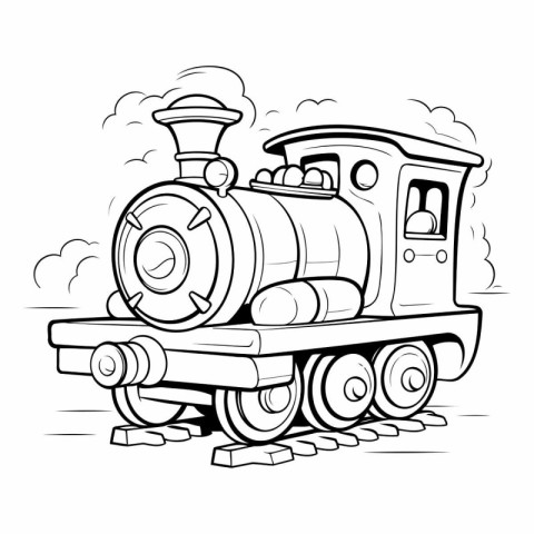 Vector illustration of a cartoon steam locomotive on a white bac