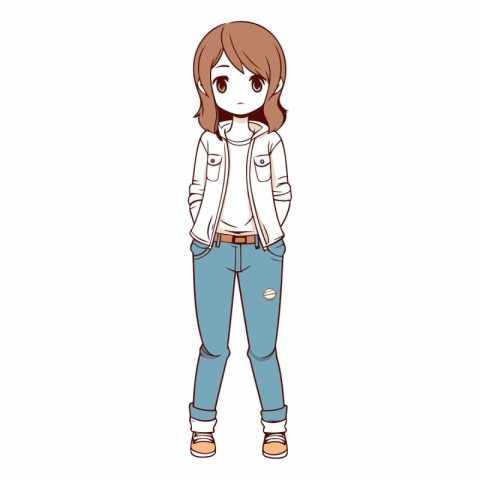 cute young woman with casual clothes over white background. colo