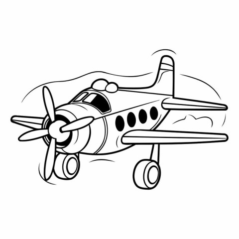 Airplane icon in outline style isolated on white background vect