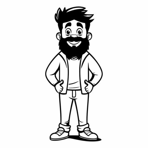 Hipster Man Cartoon Mascot Character Vector Illustration Design