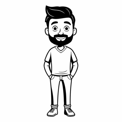 young man with beard cartoon vector illustration graphic design