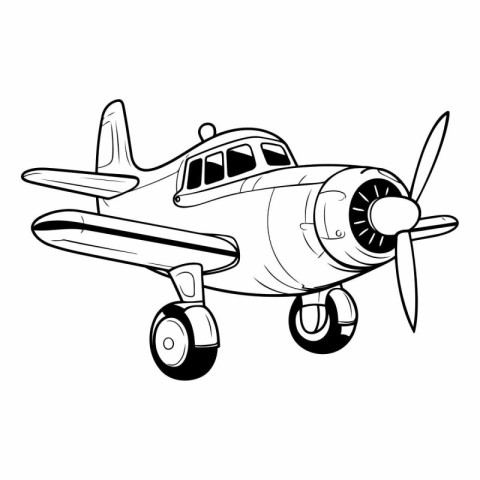 vintage airplane icon over white background. black and white des