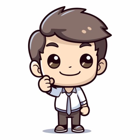 Cheerful Boy Holding Key - Cartoon Character Vector Illustration