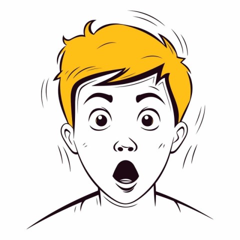 Surprised young man in cartoon comic style.