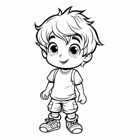 Cute Little Boy Cartoon Mascot Character Vector Illustration.