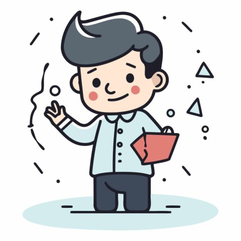 Character illustration design. Businessman writing cartoon.eps v