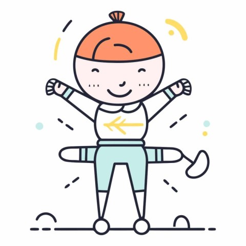 Illustration of a little girl in sportswear. Vector.