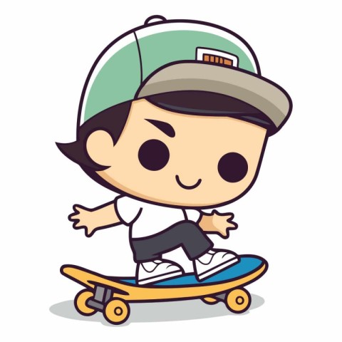 Skateboarder Boy Cartoon Mascot Character Vector Illustration