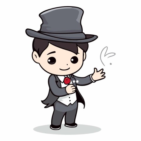 Magician Showing Hand Gesture - Cartoon Mascot Character