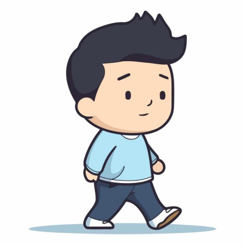 Cute boy walking vector illustration. Cartoon character of a boy