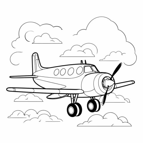 airplane flying in the clouds icon cartoon vector illustration g