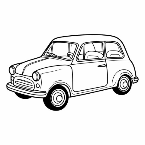 Retro car isolated on white background. Vector hand drawn illust