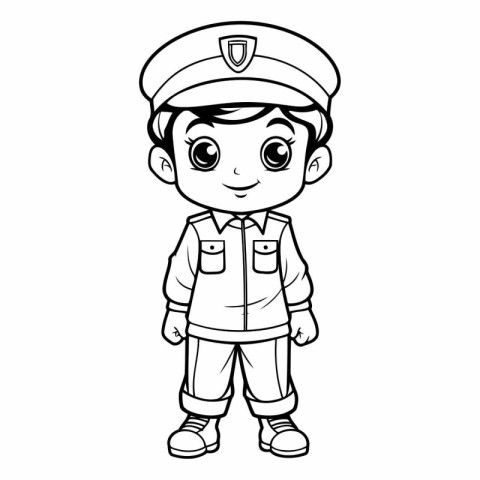 Coloring book for children: boy in a police uniform