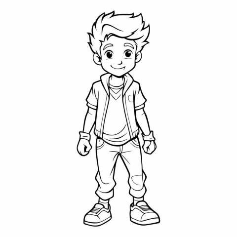 Cute cartoon boy for coloring book or page.