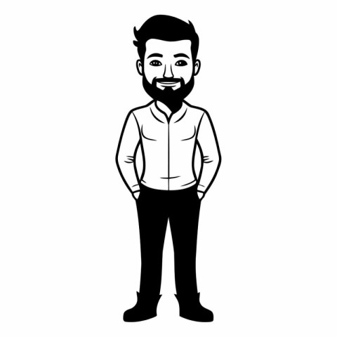 young man with beard cartoon vector illustration graphic design