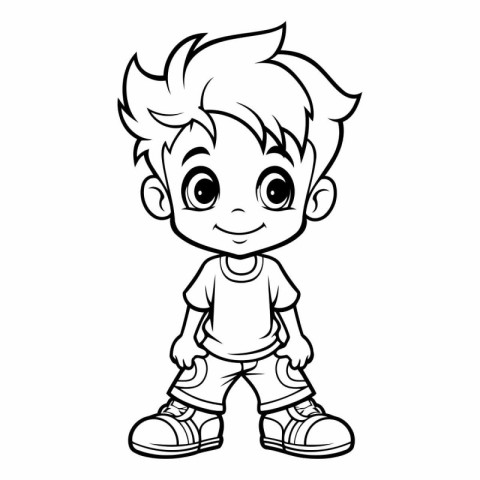 Cute Little Boy Cartoon Mascot Character Vector Illustration.