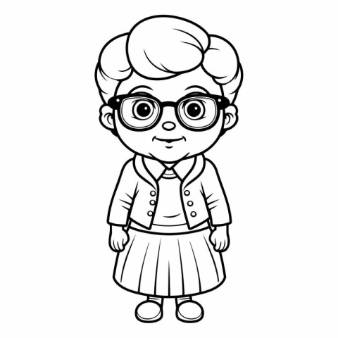 Coloring book for children - Little girl in glasses