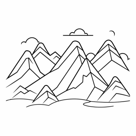 Mountains icon. Outline illustration of mountains vector icon fo