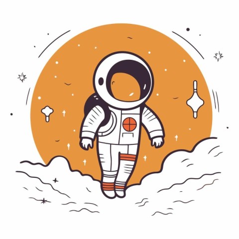 Astronaut on the moon. flat design.