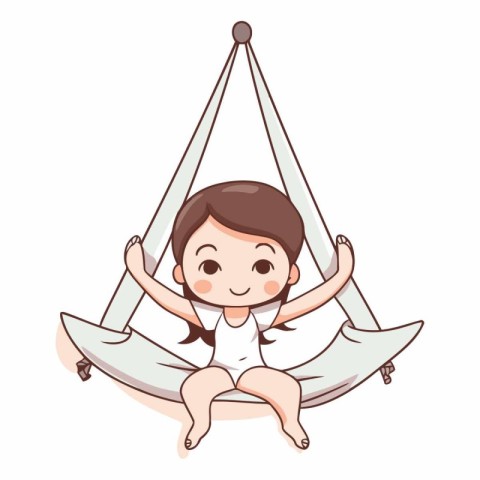 Cute little girl swinging on a hammock.