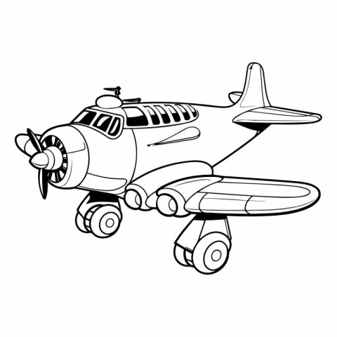 Airplane isolated on white background in cartoon style.