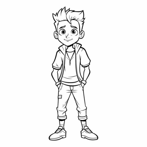 cute little boy with casual clothes cartoon isolated vector illu