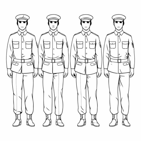 police men avatars in black and white colors vector illustration